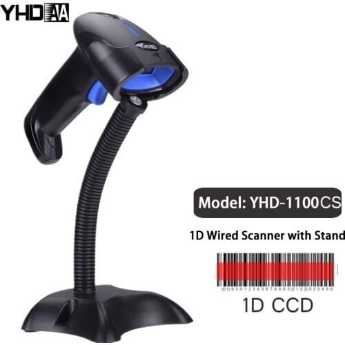 Barcode Scanner Wired Handfree CCD 1D Barcode Scanner Stand Read UPC EAN Handheld Barcode Scanning Gun for Supermarket Shop