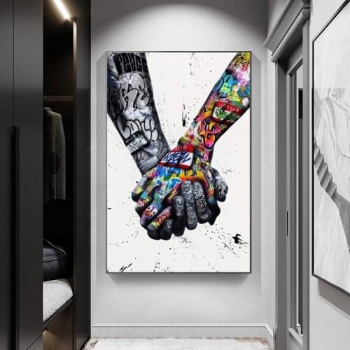 Street Graffiti Art Canvas Painting Lover Hands Art Wall Posters and Prints Inspiration Artwork Picture for Living Room Decor