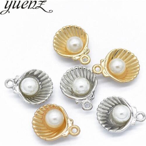 YuenZ 20pcs Fashion Alloy Enamel Shell Charms Pendants with Pearl Beads For Necklace Bracelet Jewelry Making DIY Findings W44