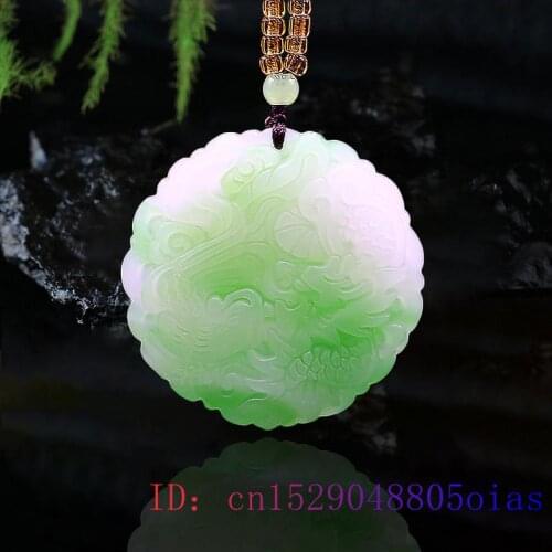 Green Jade Dragon Phoenix Pendant Chinese Carved Jewelry Natural Charm Fashion Jadeite Gifts Amulet Gemstone Necklace Women