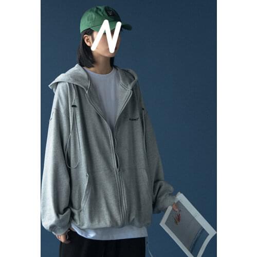 Women Hoodies With Zipper Hoodie Oversize Sweatshirt Summer Men Casual Jacket Hoodies Students Loose Long Sleeves Thin Outwear