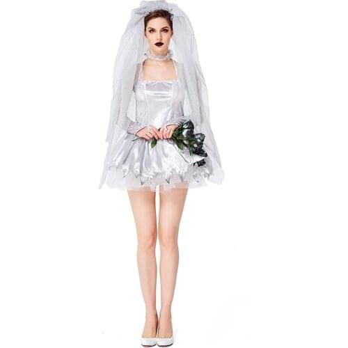 Female Zombile Vampire Cosplay Costume Adult Women Halloween Ghost Bride Cosplay Scary Party Fancy Dress Up Outfit