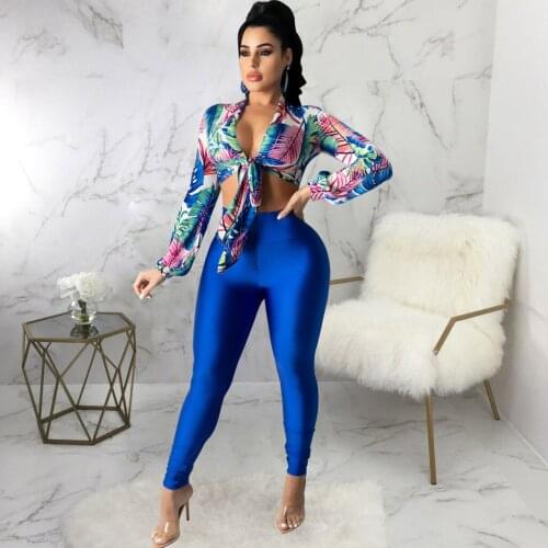 Womens Tracksuit Early Autumn Leaves Floral Print Long Sleeve Crop Tops+push Up Bodycon Trouser Streetwear 2 Piece Sweatsuit