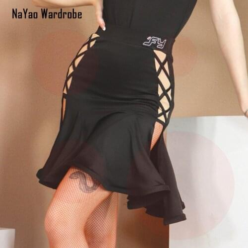 TL704 Two Side Striped Design Lotus Latin Dance Dress Women Latin Dance Skirt for Samba Tango Chacha Belly Dancing Performamnce