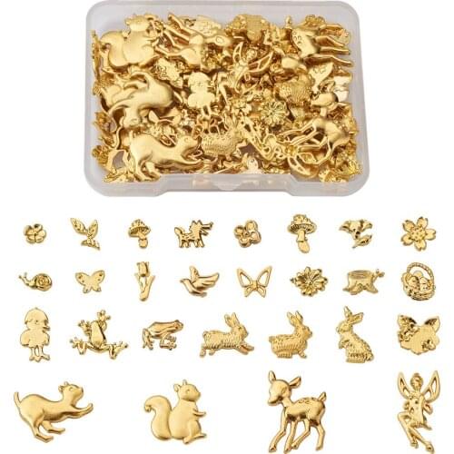 135Pcs/Box Forest Animals Flower Alloy Cabochons UV Resin Filling Pendants Charms For Necklace Earring Jewelry Fillers Craft