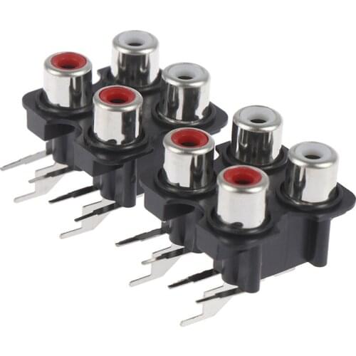 2pcs Hot New 4Way 6Pin RCA Female Audio Video Plug AV Concentric Socket Connector RCA/AV Socket