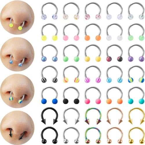 5PCS 8mm 10mm Acrylic Horseshoe Nose Septum Rings Piercing Jewelry Cartilage Helix Tragus Earring Lip Smiley Piercing Retainer
