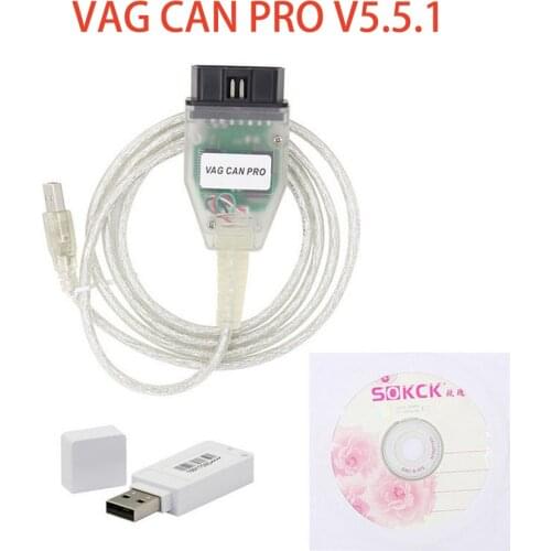 VAG CAN PRO V5.5.1 With Dongle With FTDI FT245RL Chip For VW For Audi OBD2 Car Diagnostic Scanner Cable OBDII CAN BUS UDS K-Line
