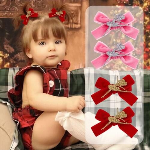 2pcs Gold Glitter Dance Girls Hair Bows Soft Velvet Princess Hair Clip Birthday Party Barrettes Headwear Little Girl Accessories