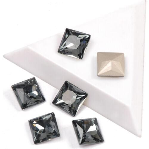 K9 Glitter Glass Rhinestones Black Diamond Color 8mm 10mm 12mm Pointback Stone 3D Jewelry Making Beads DIY Nail Art Gems