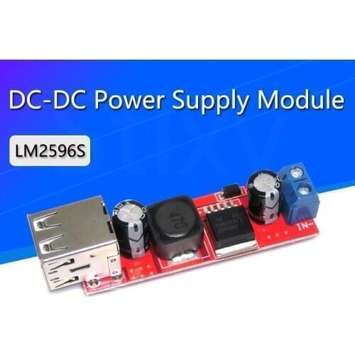 Dual USB Output 9V / 12V / 24V / 36V Car Charger Switch LM2596S 5V DC-DC Power Supply Module 3A Buck Regulator