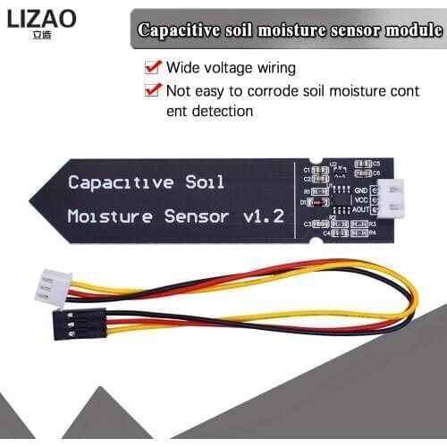 Capacitive Soil Moisture Sensor Module Not Easy to Corrode Wide Voltage Wire 3.3~5.5V Corrosion Resistant W/ Gravity for Arduino