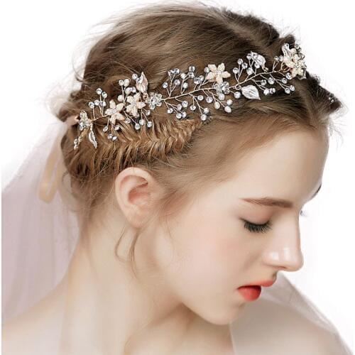 Luxury Crystal Rhinestone Flowers Headbands Handmade Women Tiaras Headpiece Hair Jewelry Noiva Bridal Wedding Accessories