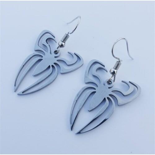 Stainless Steel Spider Earrings Fashion Insect Jewelry For Women Girls Wholesale 12 Pairs / Lot