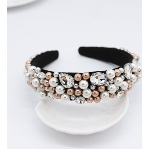Fashion headband handmade jeweled rice beads multicolor wild casual travel hair Exaggerated fashion ball club hair band 830