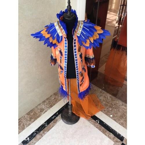 Mens feather childrens clothing catwalk T stage costumes childrens stage costumes boy boy model