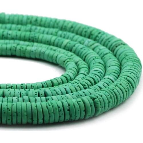 Natural Volcanics Lava Stone Flat Round Loose Spacer Beads For Jewelry Making DIY Charms Bracelet Ear Studs Accessories 4 6 8mm