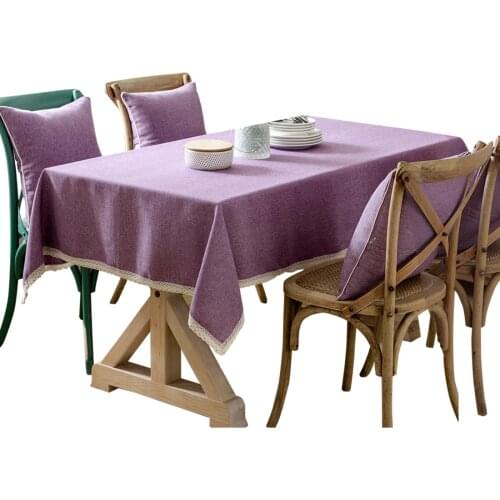 Solid Decorative Linen Tablecloth With Tassel Waterproof Thicken Rectangular Wedding Dining Table Cover Tea Table Cloth Home