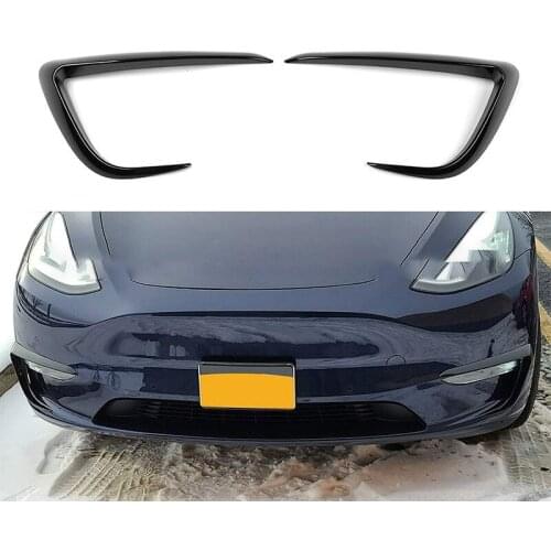 For Tesla Model Y 2021 Front Fog Lamp Eyebrow Wind Knife Decoration Frame Protection Cover Strip