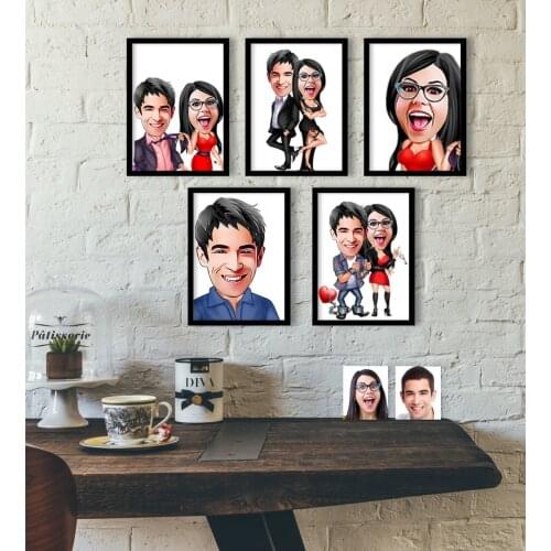 Personalized Caricature Of decorative 5'li Black Frame Set Table Art Home Dekarasyon The Reliable Quality Gift dear spouse