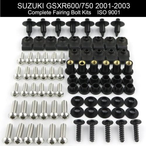 Complete Full Fairing Bolts Kits Fit For SUZUKI GSXR 600 GSX-R600 GSX-R750 GSXR 750 2001-2003 Nut Screws Clips Stainless Steel