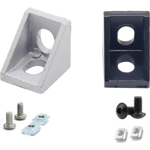 20sets 2020 2028 3030 Aluminum Profile Connector, 1set: 1pc Corner Bracket + 2pcs T-slot Nuts + 2pcs Hex Socket Cap