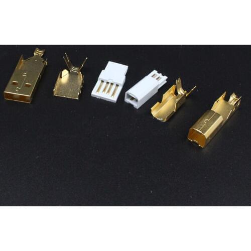 1set USB Type B Standard Port Female Solder Jacks Connector PCB Socket USB-B type Gold plated USB plug HIFI USB plug