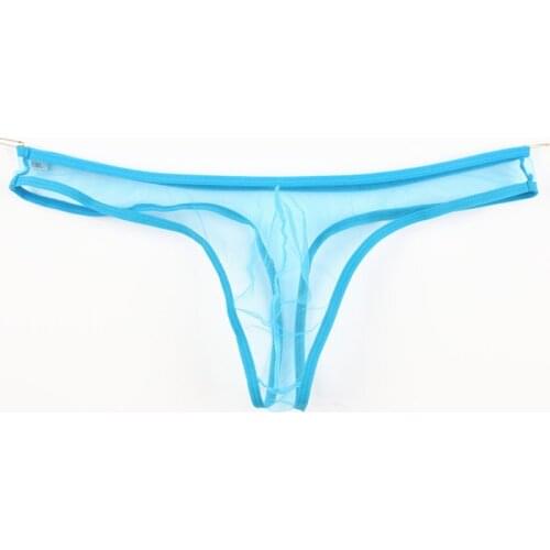 Men Sexy Underwear Mesh G String Thongs Jockstrap Solid Underwear T Back Underpants Transparent Breathable Briefs