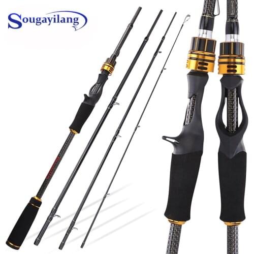 Sougayilang1.8m 2.1m 2.4m ML/M/MH Carbon Fiber Fishing Rod 4 Sections Travel Ultra Casting Rod 10g-30g Lure Rod Fishing Pole