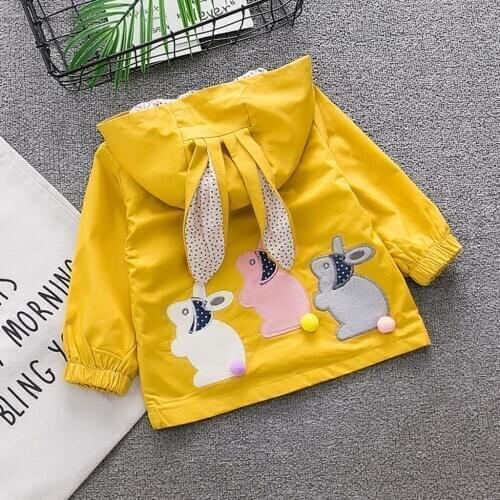 Toddler Baby Kids Girls Rabbit Ear Hooded Windproof Coat Outwear Casual Clothes Infant Rabbit Hooded Clothes Boys Girls Jackets
