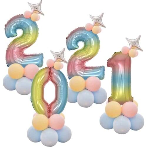 DIY Kids Boy Girl 18th Birthday Party Favor Gradient Color Numbers Aluminum Film Balloon Baby Baptism Wedding Anniversary Decor