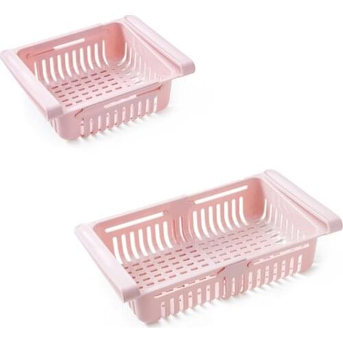 Pull-Out Refrigerator Storage Basket Pp Material Cool Compartment Storage Rack Stretch Design Save Space