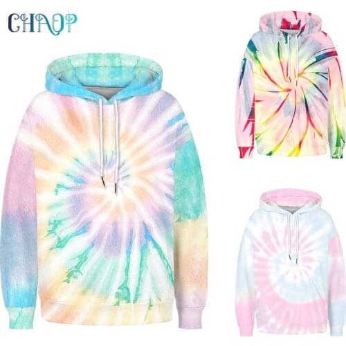 2021 Autumn Winter Womens Hooded Sweatshirt Casual Hoodie Sweatershirt New Fashion Tie-Dye Printed Loose Long Sleeve Pullover