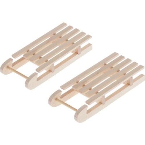 1/12 Dollhouse Unfinshed DIY Wooden Mini Toboggan Sleds Garden Accessory
