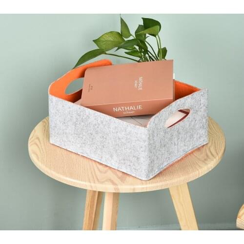 1Pc Felt Storage Basket Desktop Organizer Box Cosmetics Toy Snack Baby Clothes Books Newspaper Magazine Handle Storage Basket