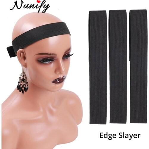 12Pcs/Lot Edge Slayer For Lace Wigs Balck 2.5 3.5Cm Width Comfortable Elastic Band With Velcro Edge Headband For Wigs