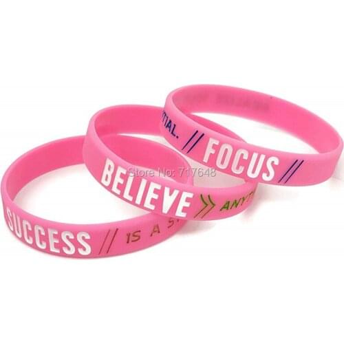 300pcs Success Focus Believe Motivational Mixed wristband silicone bracelets free shipping by FEDEX A