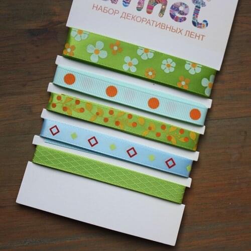 5pcs/pack green pink ribbon scrapbooking rope tool hobby DIY decoration 2patterns 1meter per sort