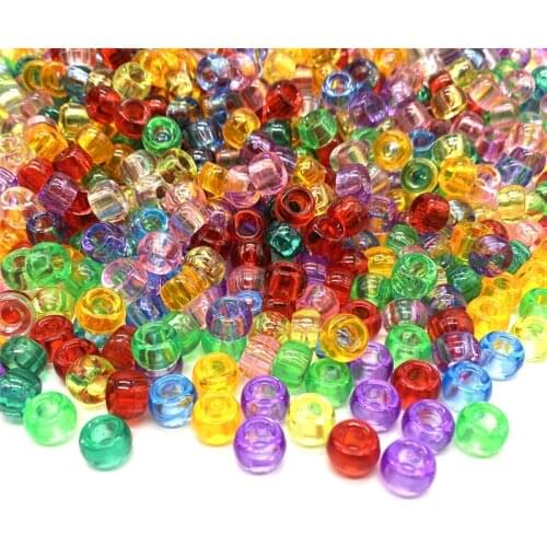 50Pcs 6x9mm Round Big Hole Transparent Plastic Beads Spacer Loose Beads for Jewelry Making DIY Handmade Bracelet Accessories