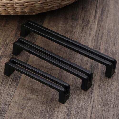 American Style Hollow Black Handle Simple Cabinet Wardrobe Drawer Door Handle Furniture Handle Hardware Decoration