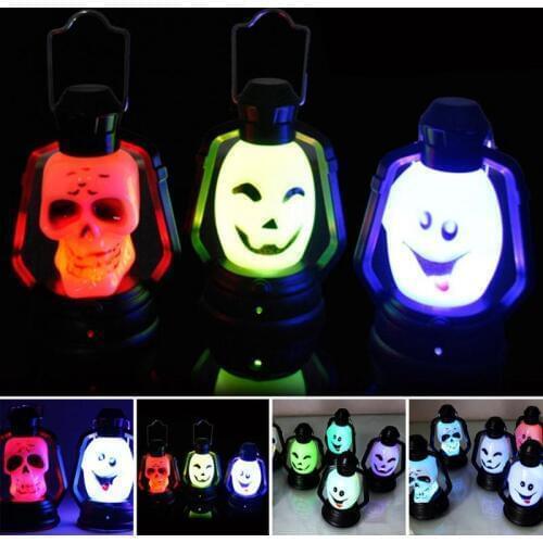 ANGRLY Halloween Decoration Party Accessories Portable Lantern Night light Skull Witch Ghost Horrible Hanging LED Light lamp