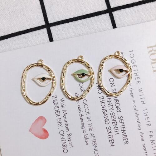 Free Shipping 20pcs 28.5*21mm Hollow Out Evil Eye oval Geometry Necklace Pendants Gold Tone Plated Oil Drop Alloy Earring Charms