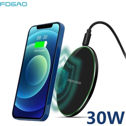 30W Qi Wireless Charger Dock for Samsung S20 S21 Note 10 20 iPhone 12 11 Pro Max XS XR X 8 Wireless Induction Fast Charging Pad