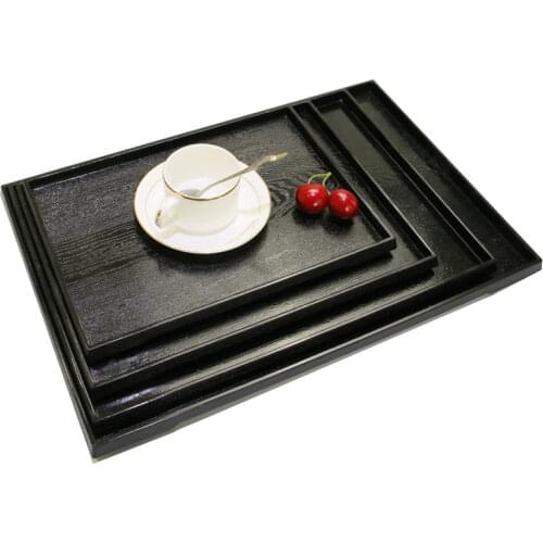 3 Sizes Serving Tray Large Black Wood Rectangle Food Tray Butler Tray Serving Breakfast Breakfast Tray For Coffee Lunch Dinner
