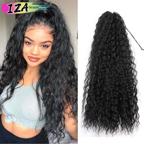 24'' Synthetic Straight Long Hair Ponytail Extension Chip-in Hair Piece For White Woman P27/613# Fake Hairpiece By IZA beauty