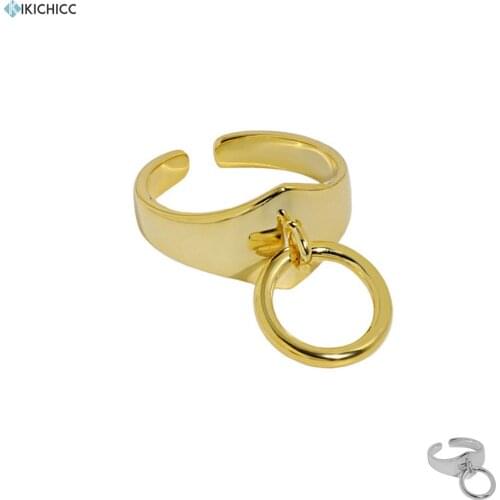 KIKICHICC 925 Sterling Silver Gold Circle Round Drop Resizable Rings 2021 Adjustable Luxuury Jewelry Irregular Geometric Jewelry