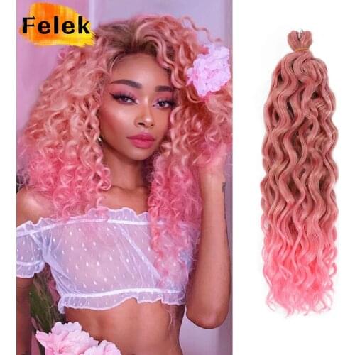 Ocean Wave Braiding Hair Extensions Crochet Braids Synthetic Hair Afro Curl Pink Ombre Curly Blonde Water Wave Braid For Women