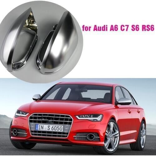 Car Mirror Cover For Audi A6 C7 S6 RS6 2012+ Matte Chrome Silver Rearview Mirror Cover Protection Cap Car Styling