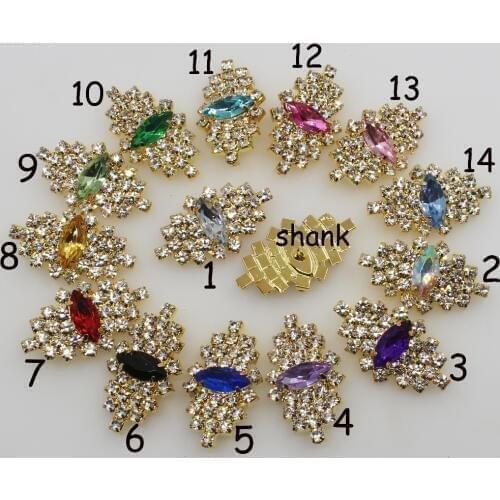Fashion butterfly 10PC 20*35mm gold Mix Color Rhinestone Button shank Crystal Coats Suits Decorative Deduction DIY crafts button