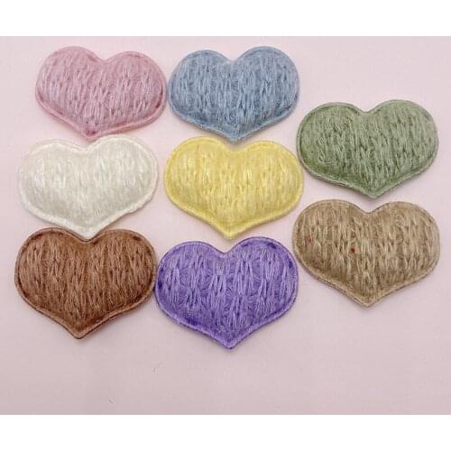 Sew on 4*3cm 20pcs/lot Wool heart Padded Patches Appliques For Clothes Sewing Supplies Decoration